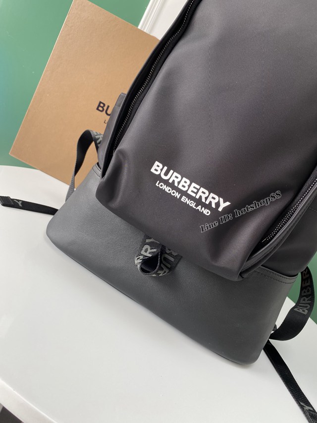 Burberry專櫃新款黑色男士雙肩包 巴寶莉ECONYL面料後背包 yxb1101